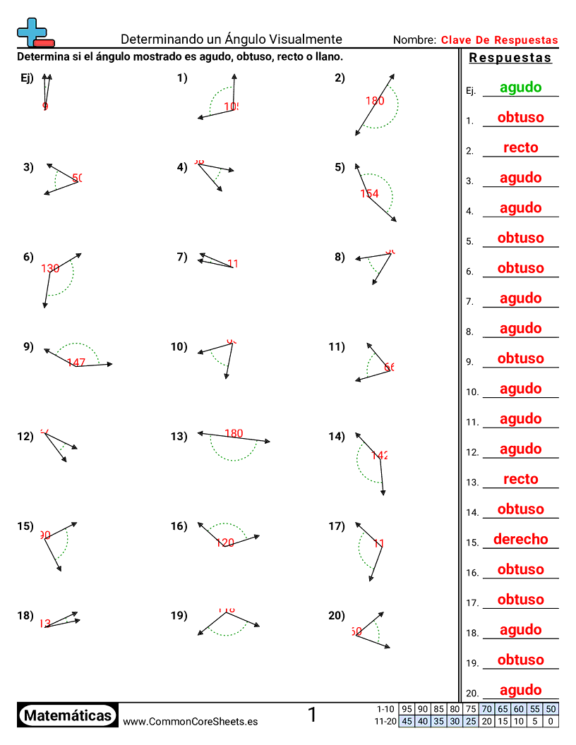 Ejercicios de ángulos - determinar-visualmente worksheet