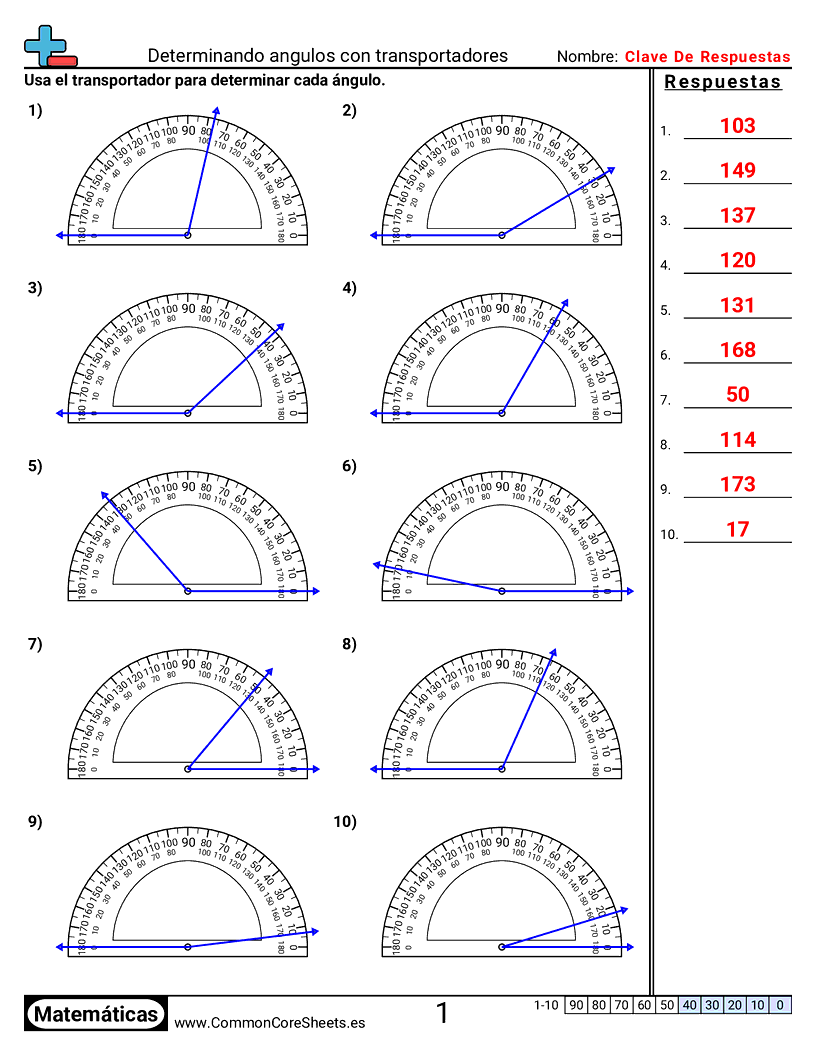 Ejercicios de ángulos - determinar-angulos-con-transportadores worksheet