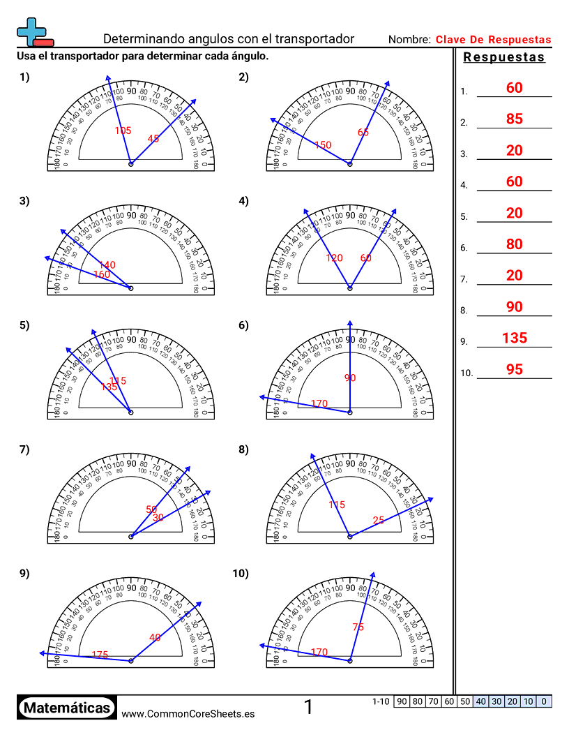 Ejercicios de ángulos - determinar-angulos-con-transportadores worksheet