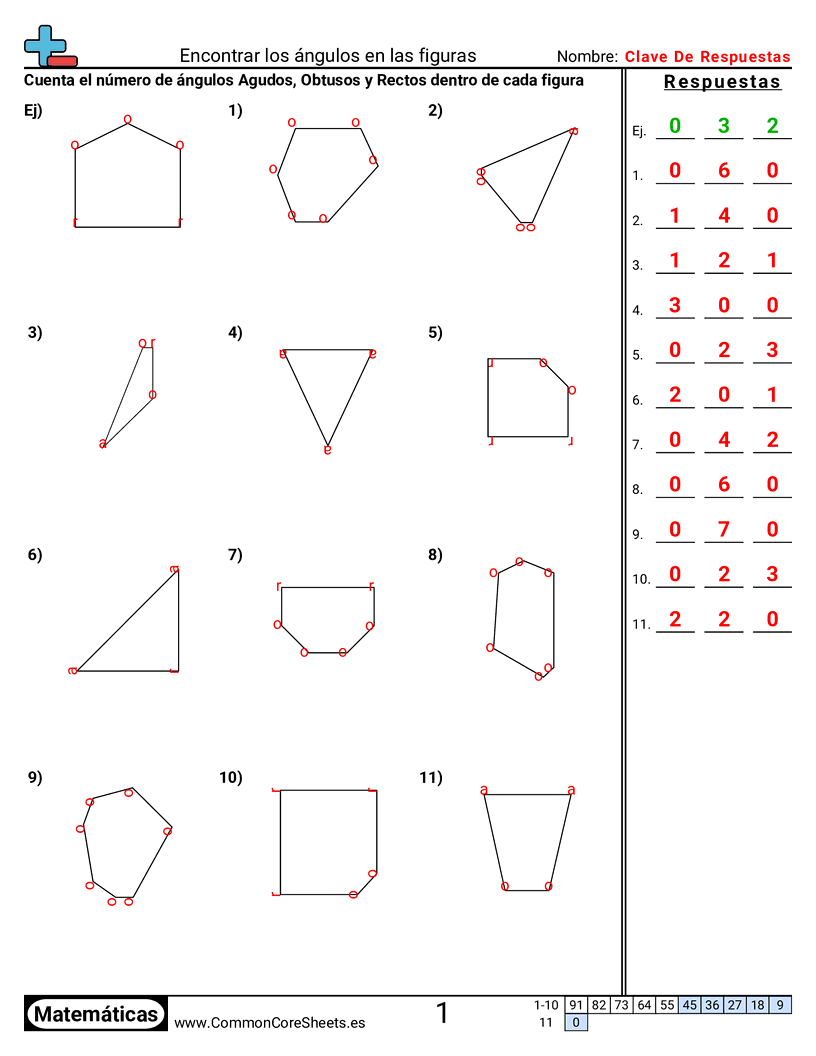Ejercicios de ángulos - determinar-angulos-en-figuras worksheet