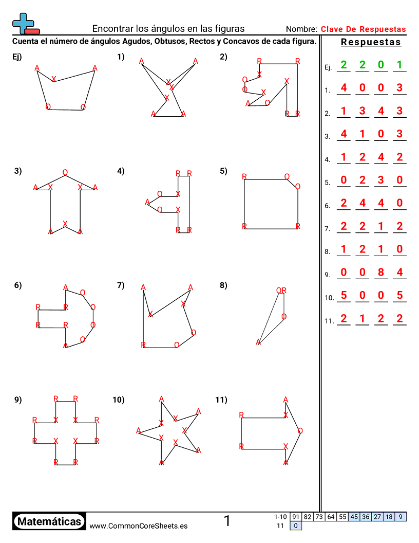 Ejercicios de ángulos - determinar-angulos-en-figuras worksheet