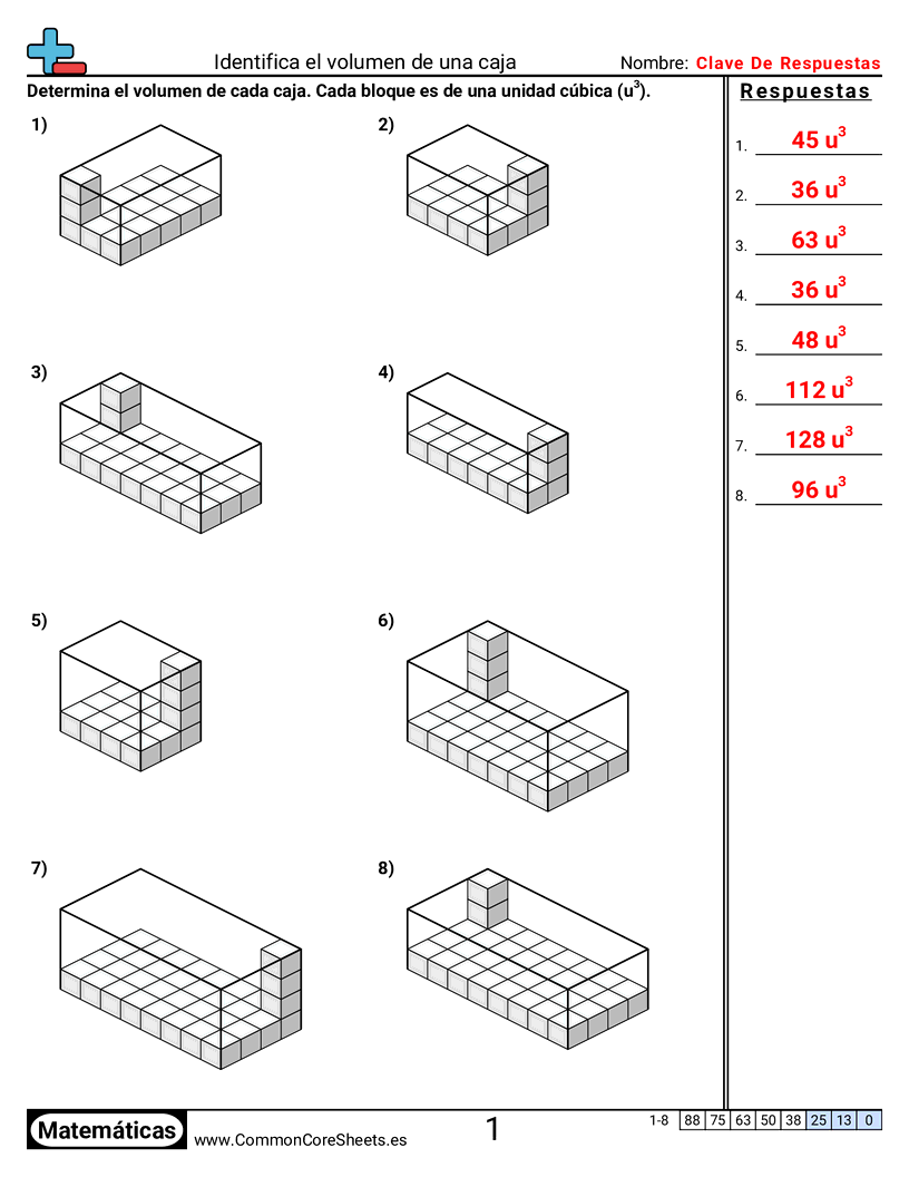 Ejercicios  de volúmenes - identificar-el-volumen-de-una-caja worksheet