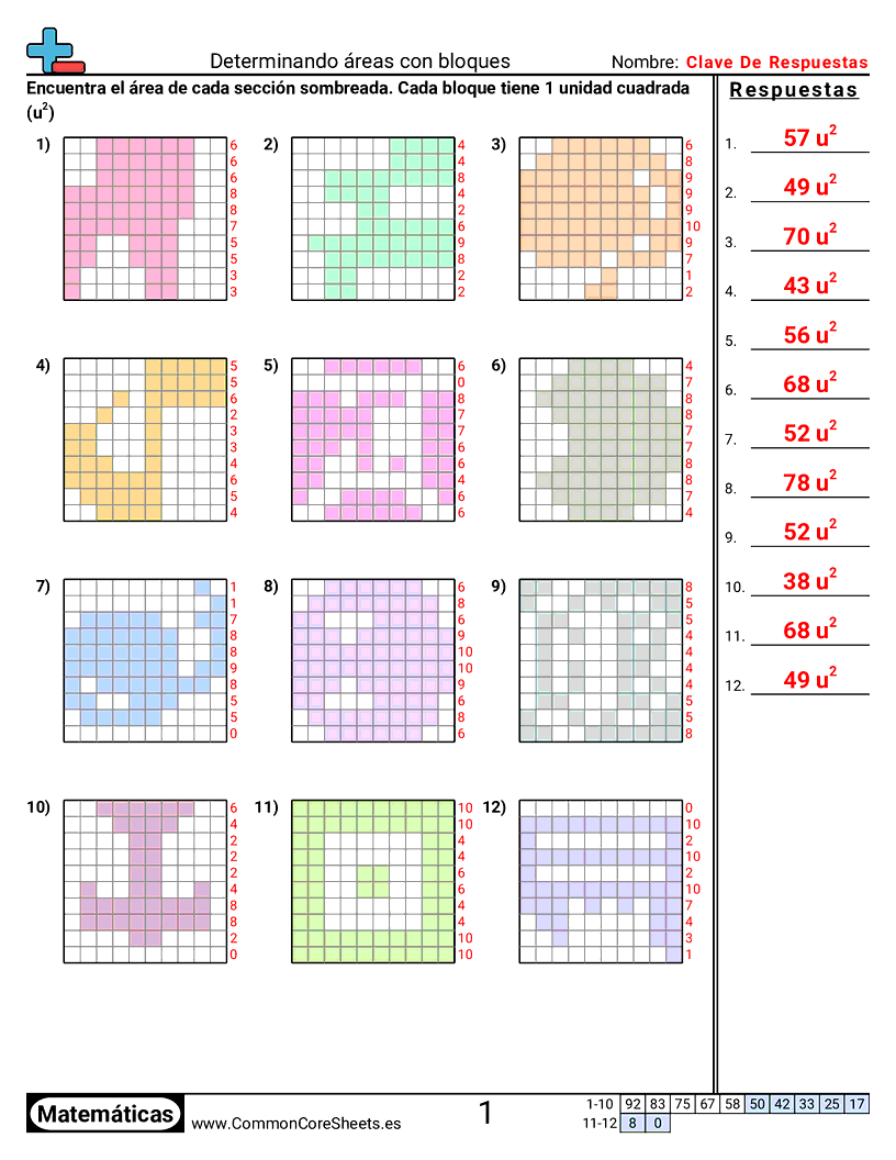 Ejercicios  área y perímetro - bloques-completo worksheet