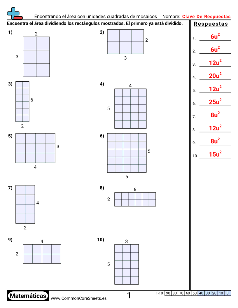 Ejercicios  área y perímetro - encontrar-el-area-con-mosaicos worksheet