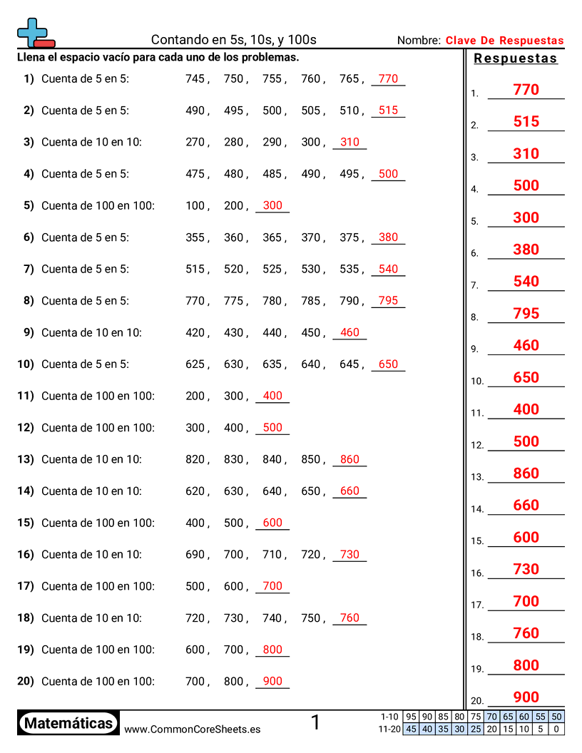 Ejercicios  de conteo - conteo-salteado-de-5-en-5-10-en-10-100-en-100 worksheet