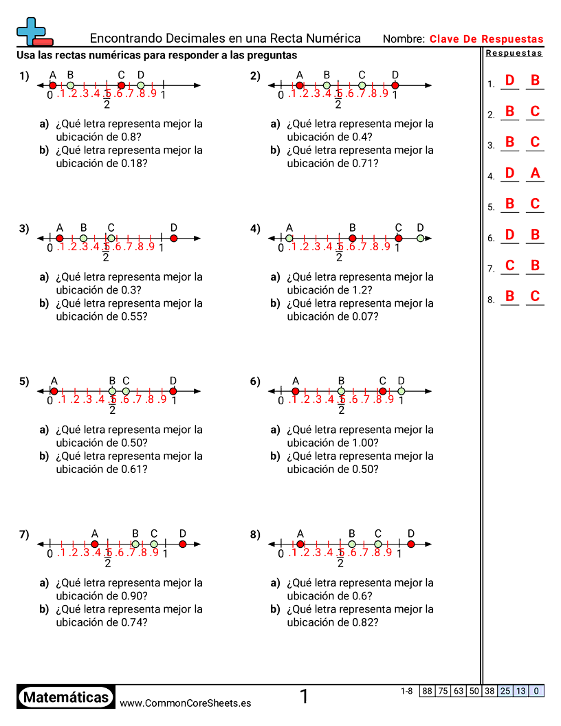 Ejercicios  de decimales  - encontrar-decimales-en-la-recta-numerica-decimos-y-centesimos worksheet