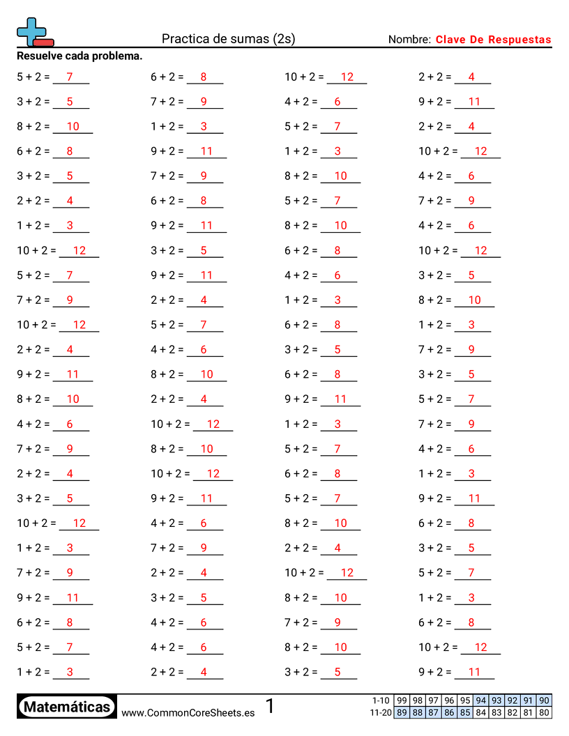Ejercicios  de ejercicios de matemáticas - 2-tablas-horizontal worksheet