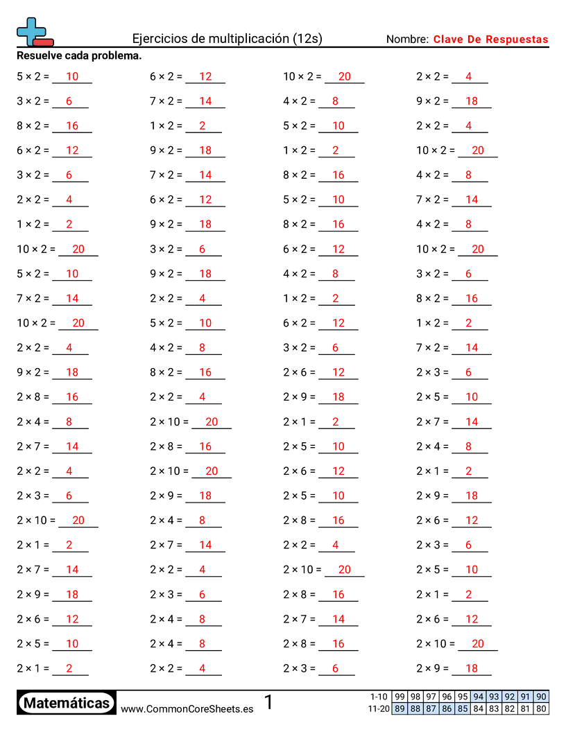 Ejercicios  de ejercicios de matemáticas - 2-tablas-horizontal worksheet