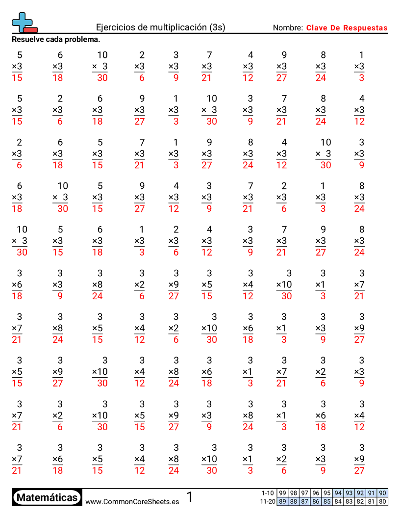 Ejercicios  de ejercicios de matemáticas - 3-tablas worksheet