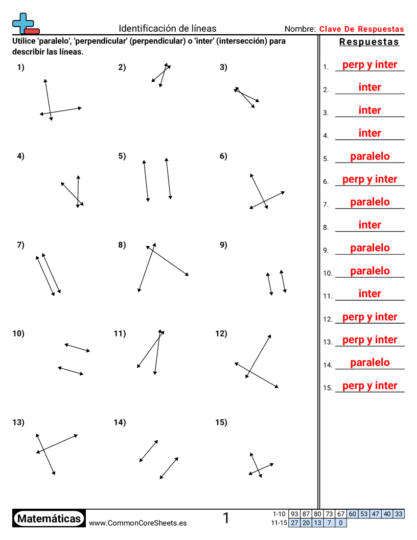 Ejercicios  de líneas - perpendiculares-paralelas-e-intersectantes worksheet