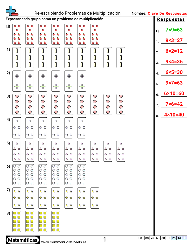 Ejercicios  de multiplicación - escribir-ecuaciones-de-multiplicacion worksheet