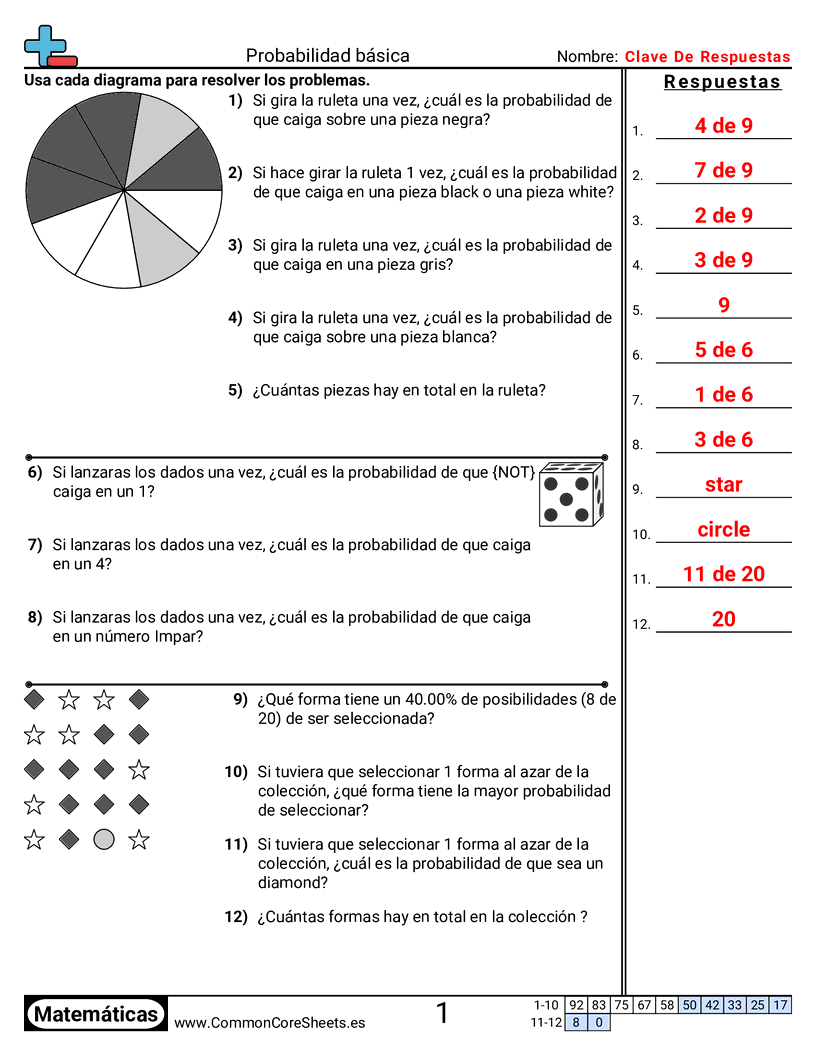 Ejercicios  de probabilidad - probabilidad-basica worksheet