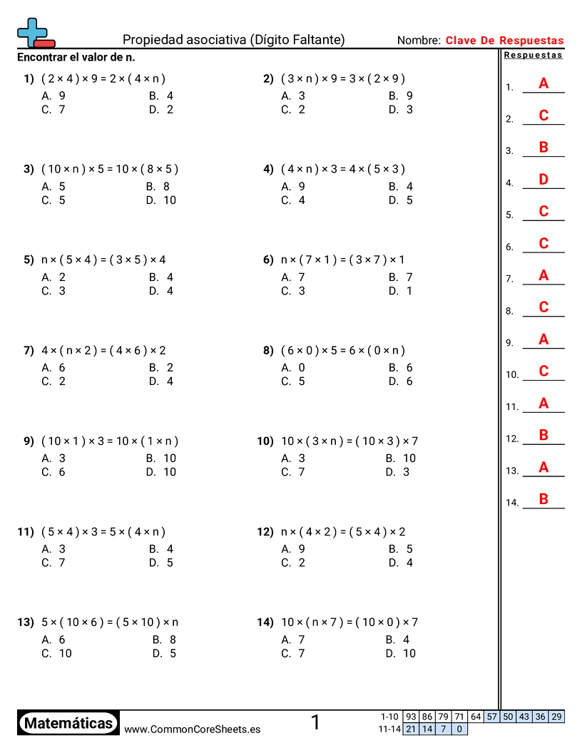 Ejercicios  de propiedades  - completar-la-propiedad-asociativa worksheet