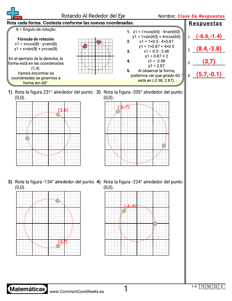 Ejercicios de álgebra - rotar-alrededor-de-un-eje worksheet