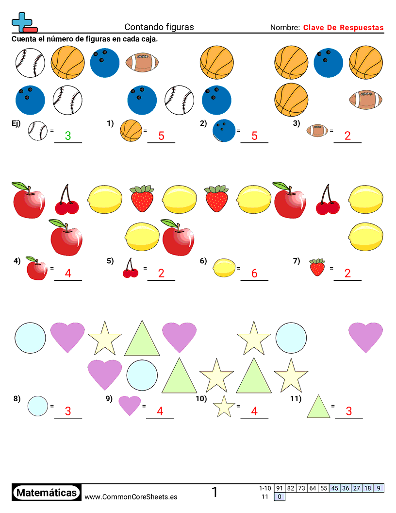 Ejercicios  de conteo - contando-figuras worksheet