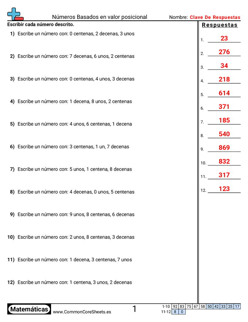 Ejercicios  de valor y valor posicional - entender-valores-posicionales-3-digitos worksheet