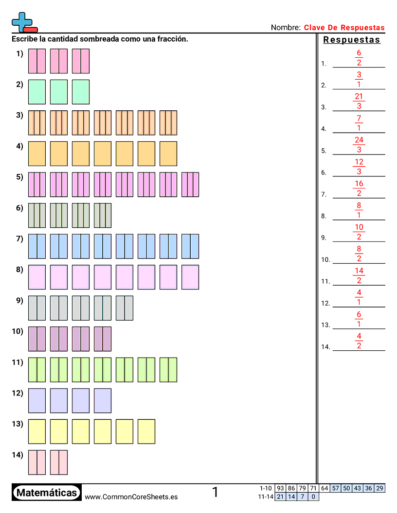Ejercicios  de fracciones - expresar-fracciones-numericamente worksheet