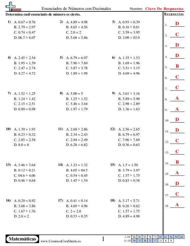  - oraciones-numericas-con-decimales worksheet