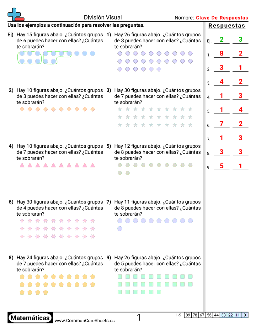Ejercicios  de división - con-residuo worksheet