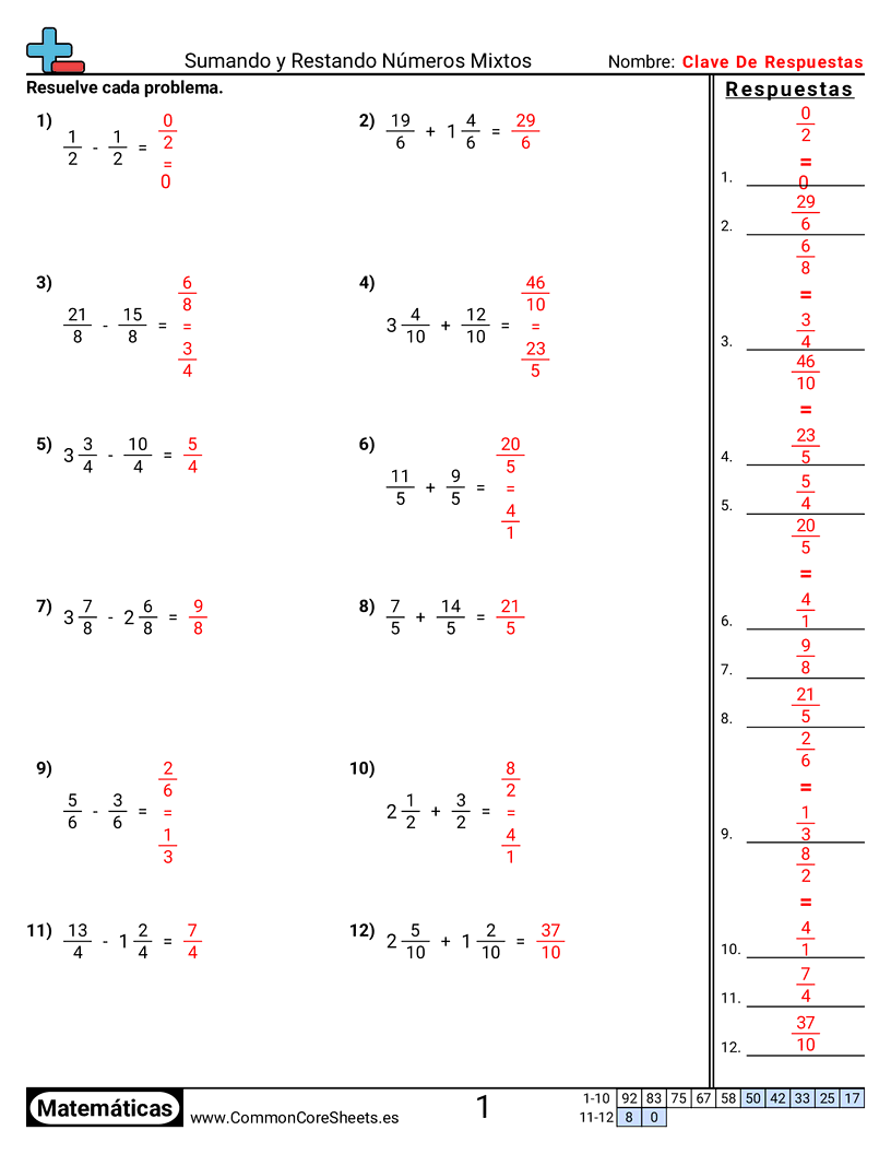 Ejercicios  de fracciones - fracciones-mixtas-mismo-denominador worksheet