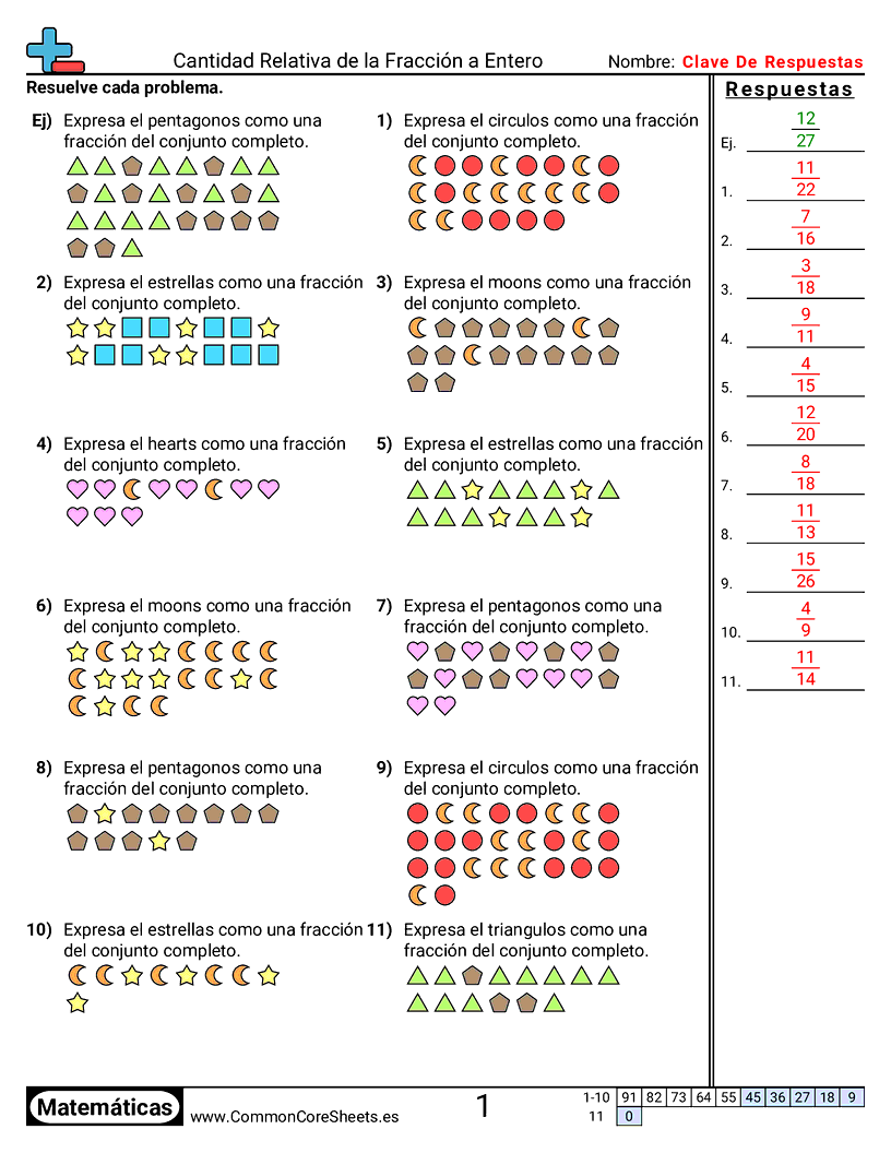 Ejercicios  de fracciones - fraccion-de-un-todo-visual worksheet