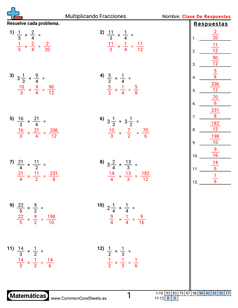 Ejercicios  de fracciones - multiplicar-fracciones worksheet