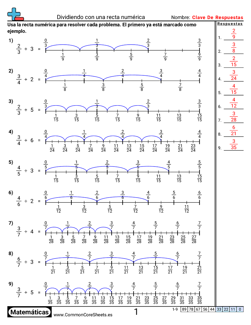 Ejercicios  de fracciones - recta-numerica-fraccion-por-entero worksheet