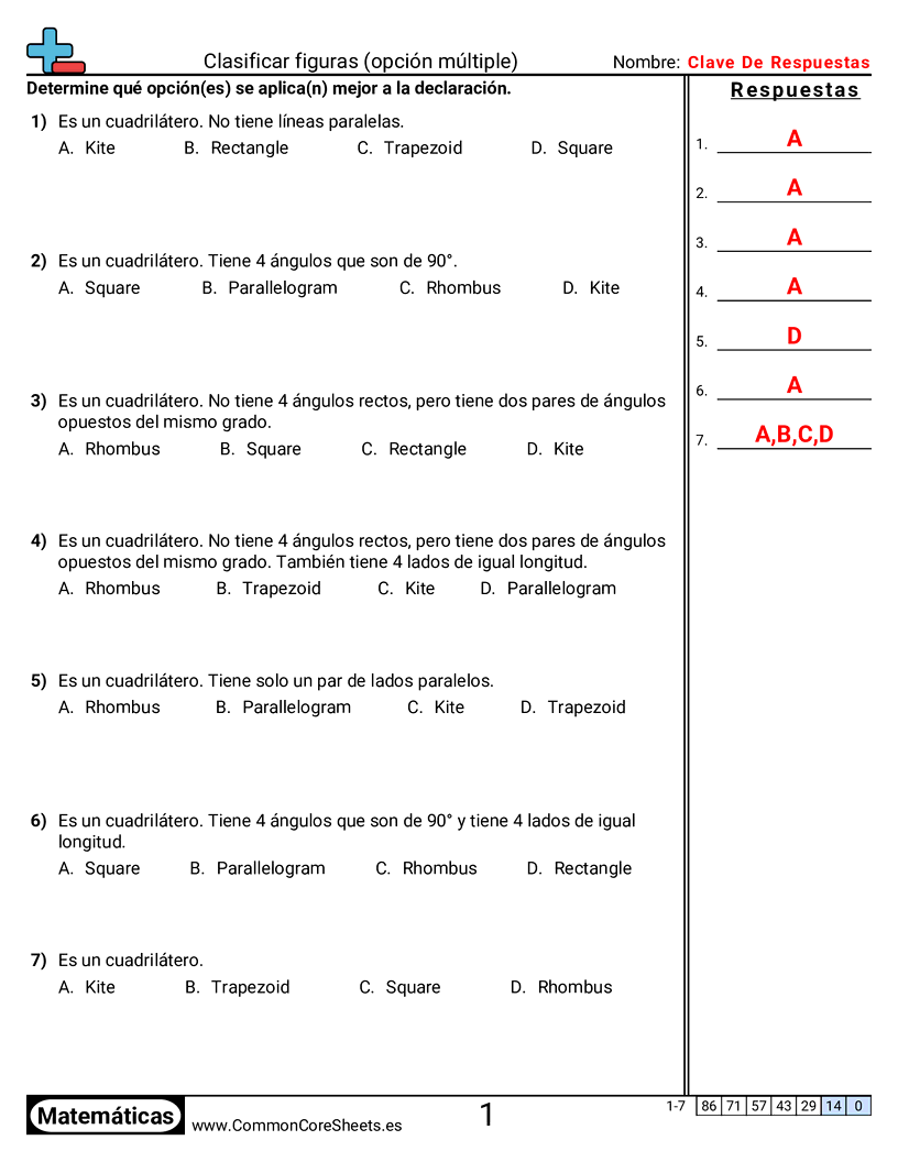Ejercicios  de formas - clasificar-figuras-opcion-multiple worksheet