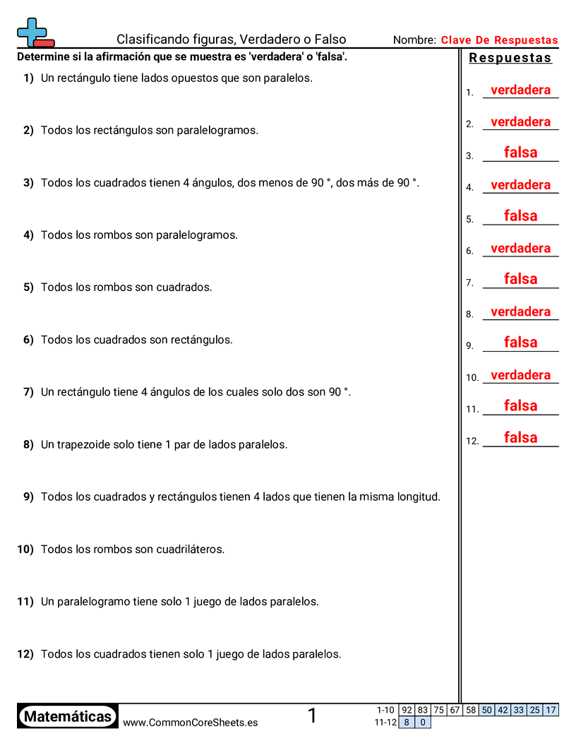 Ejercicios  de formas - clasificar-figuras-verdadero-o-falso worksheet