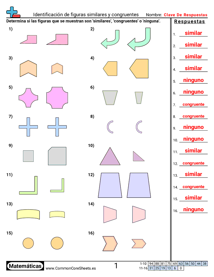 Ejercicios  de formas - identificar-figuras-semejantes-y-congruentes worksheet