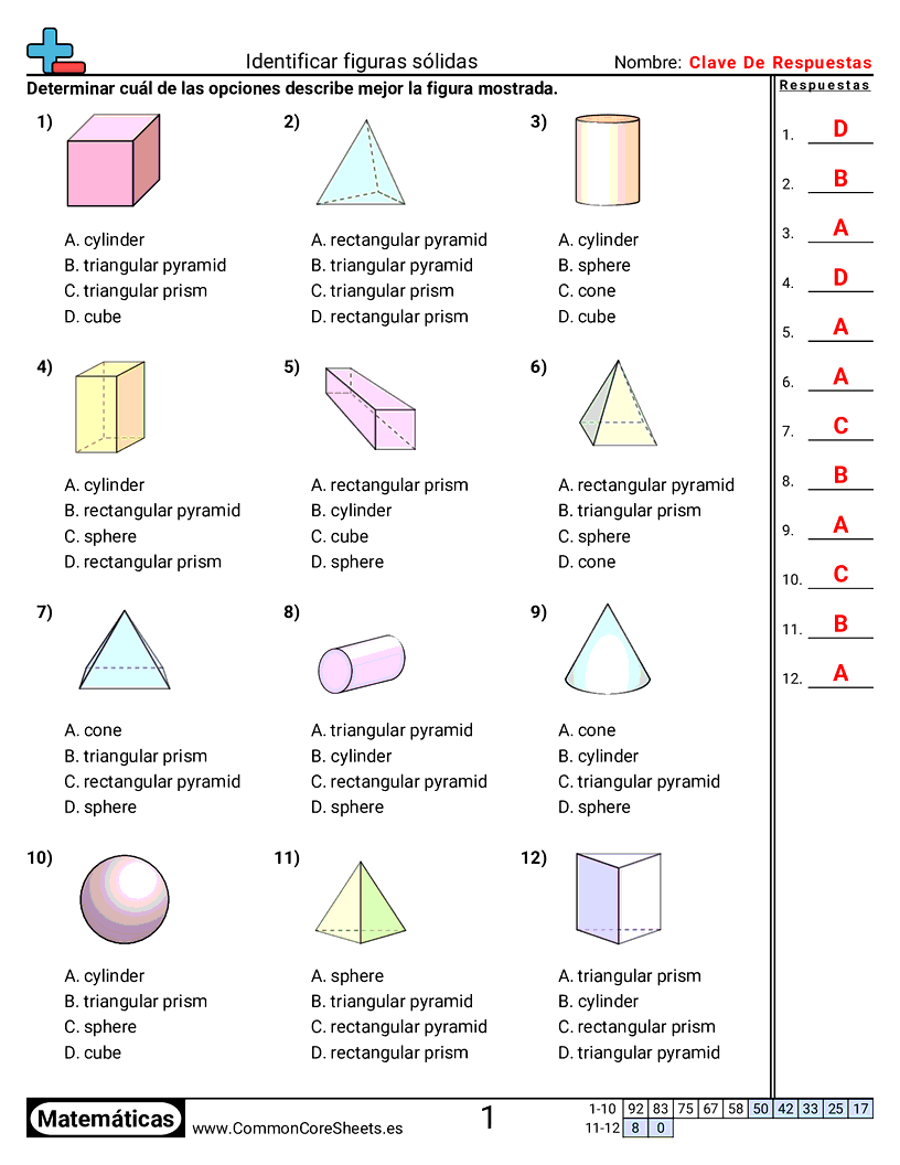 Ejercicios  de formas - identificar-figuras-solidas worksheet