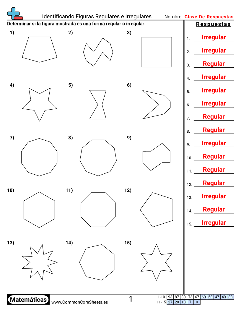 Ejercicios  de formas - identificar-poligonos-regulares-e-irregulares worksheet
