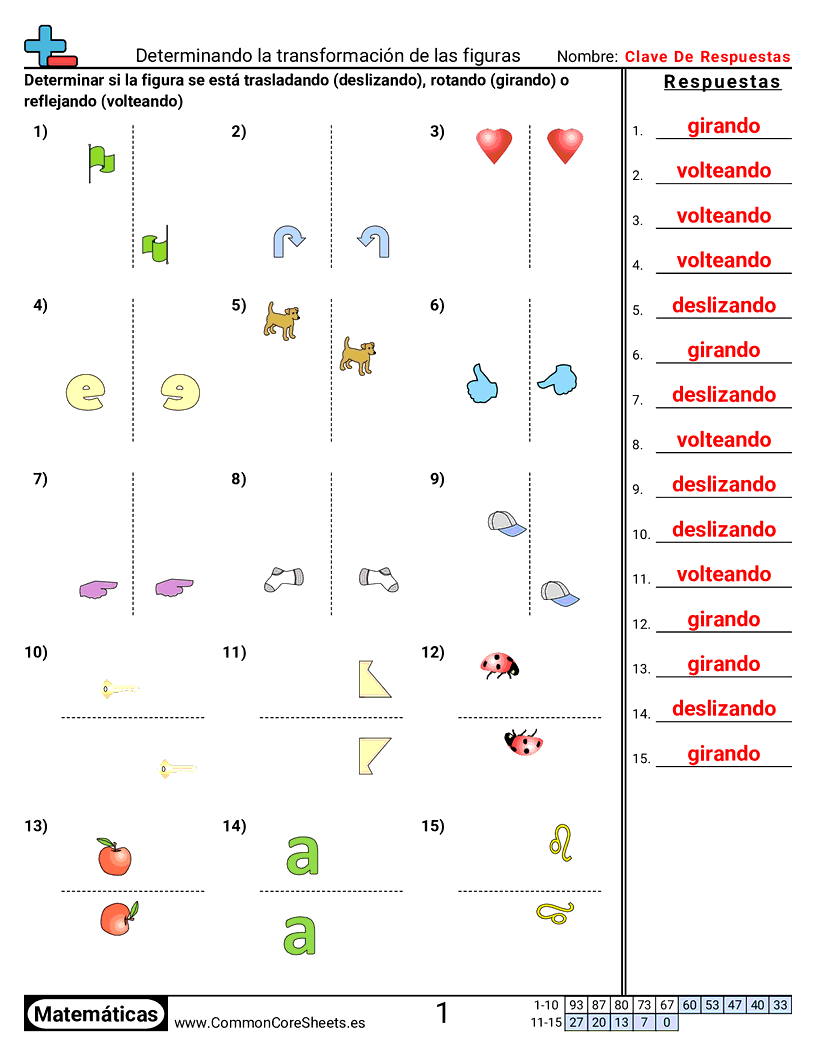 Ejercicios  de formas - rotar-reflejar-y-trasladar worksheet